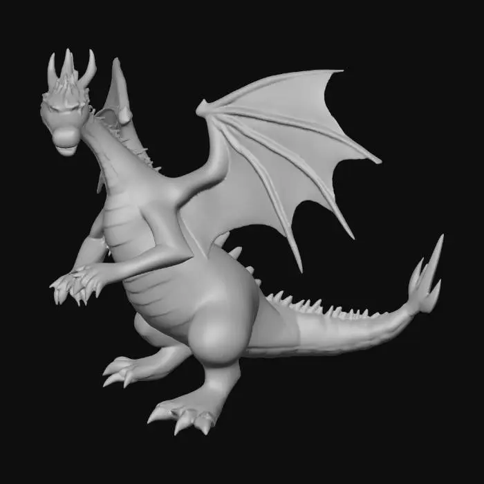 3D model for a dragon with two heads, the heads must be attached to the body, and two tails