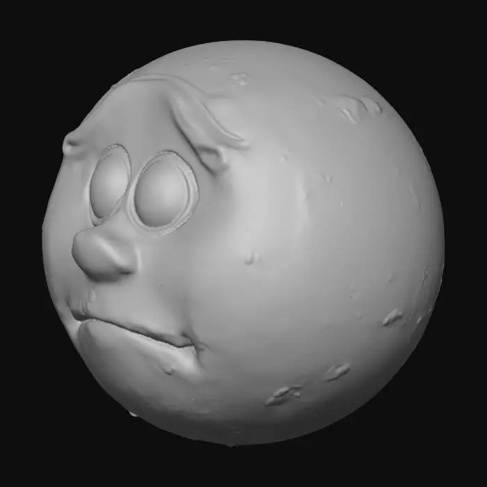 3D model for the moon with a face