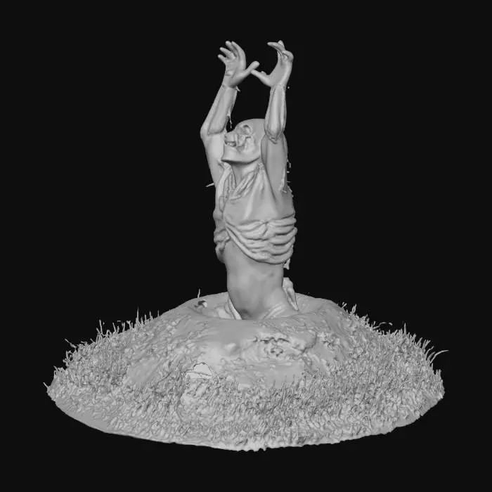 3D model for a zombie coming  up from a grave