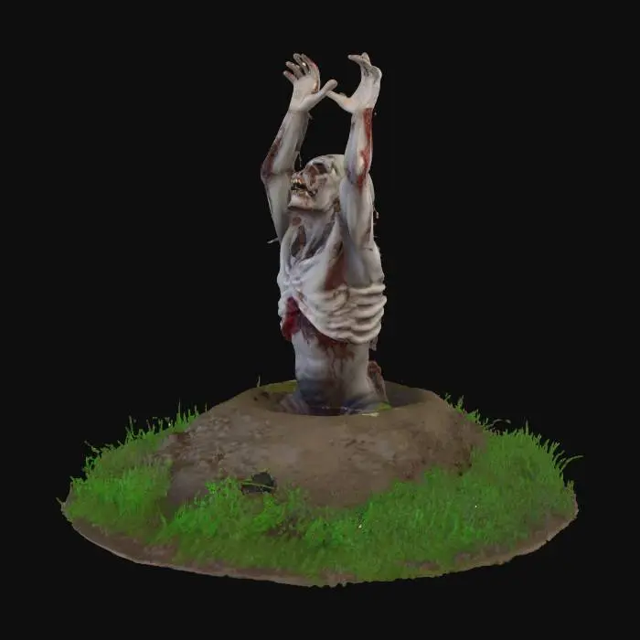 3D model for a zombie coming  up from a grave