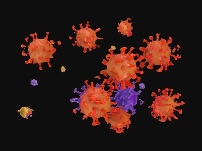3D model for cell shaded 3d cartoon-like viruses that cn be looking like corona, cocci or flagellated viruses