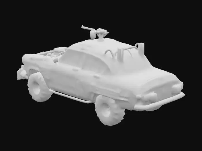 3D model for post apocalypse soviet car, mad max style