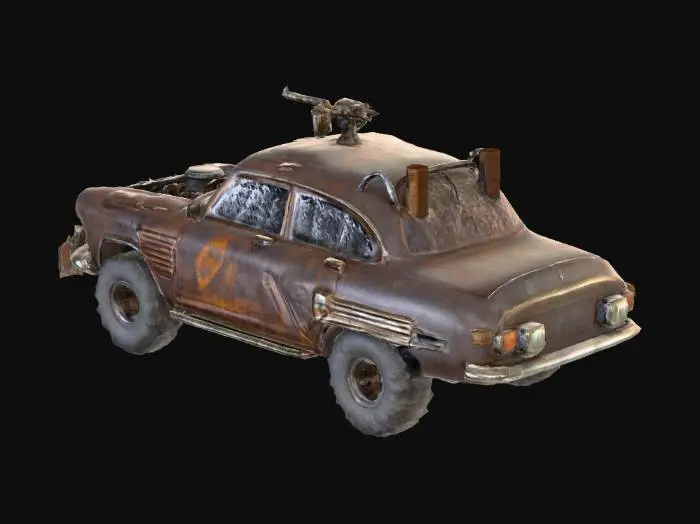 3D model for post apocalypse soviet car, mad max style