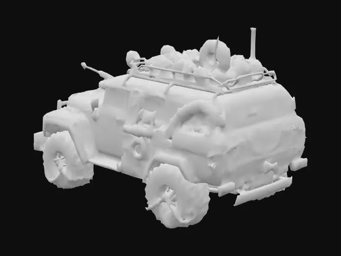 3D model for post apocalypse soviet car, mad max style