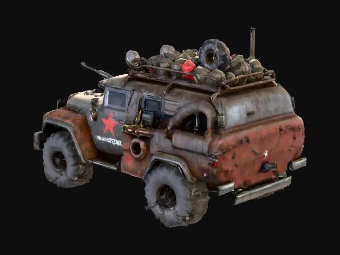 3D model for post apocalypse soviet car, mad max style