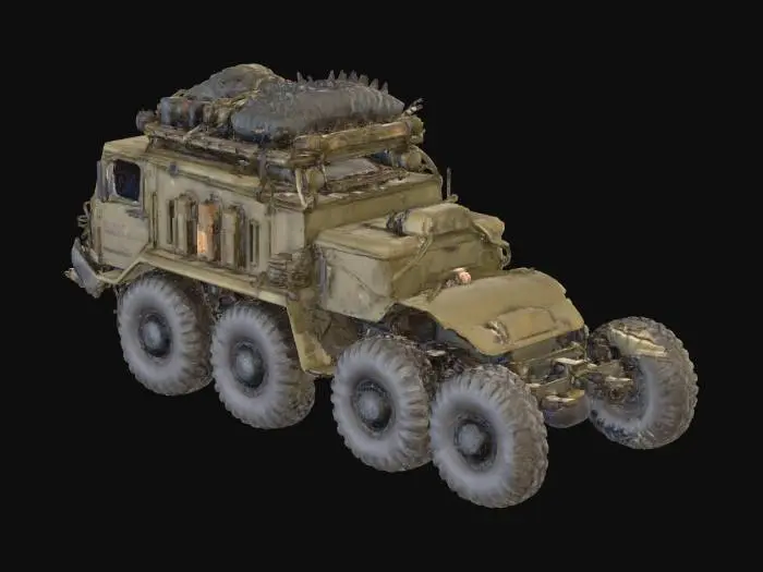 3D model for post apocalypse soviet truck MAZ-537, mad max style
