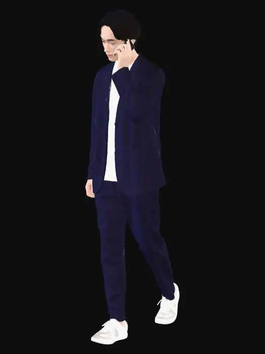 3D model for Navy Suit On the Phone