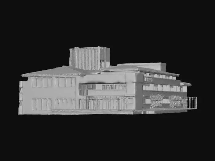 3D model for School Building with Red Accents