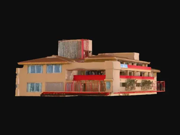 3D model for School Building with Red Accents