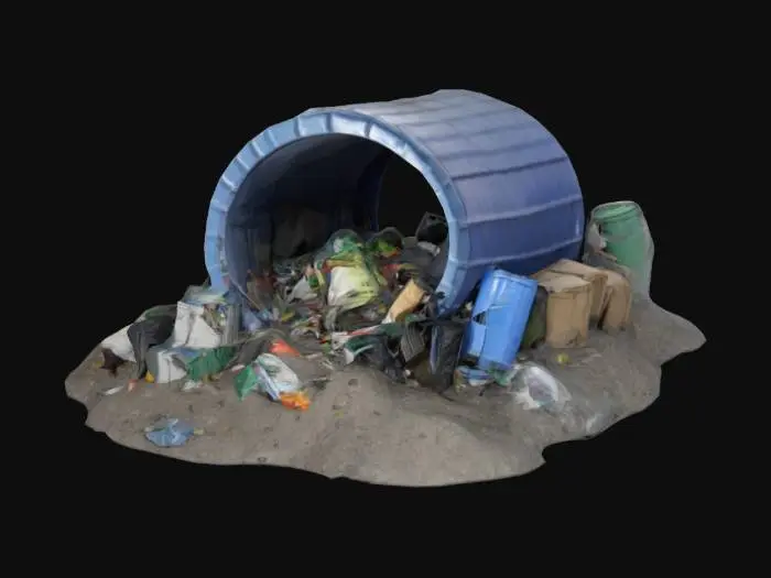3D model for Trash pile with a hole in the centre for a monster to emerge from, this model should fit into a trash yard with items such as trash bags and dumpsters