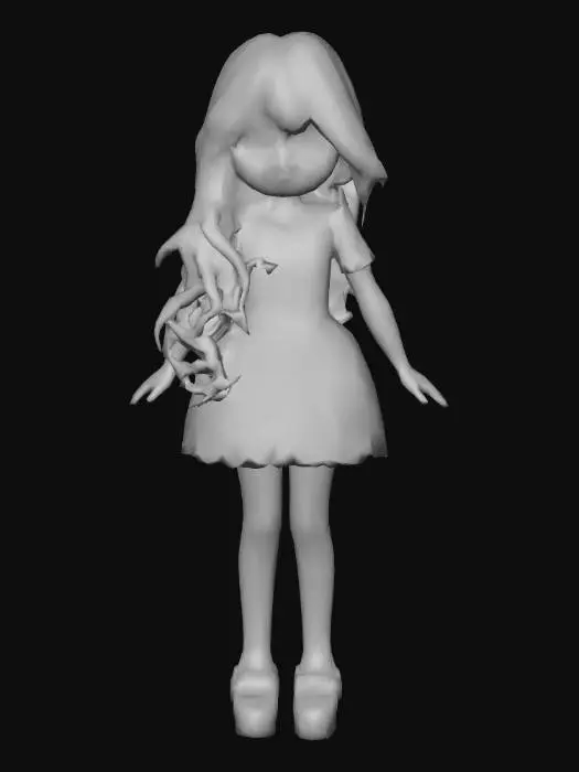 3D model for Annabelle in a white dress cute shoes