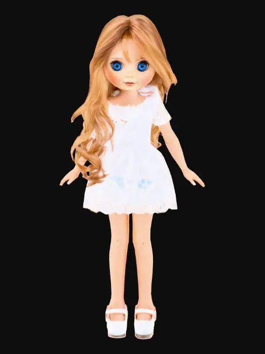 3D model for Annabelle in a white dress cute shoes
