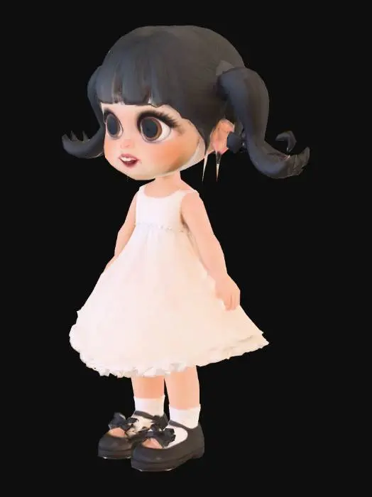 3D model for Annabelle in a white dress cute shoes