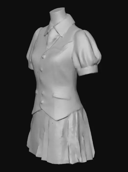 3D model for Colorful Plaid Blue Uniform Costume