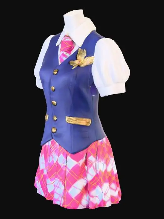 3D model for Colorful Plaid Blue Uniform Costume