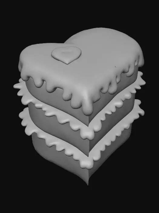 3D model for Pink Hearts Cake