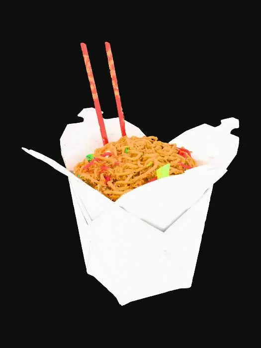3D model for A white box of chow Mein noodles