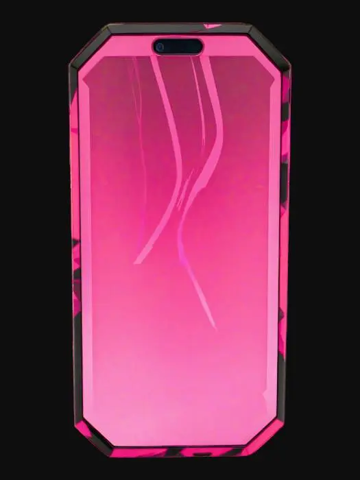 3D model for Monster High 3d long octagon Icoffin style phone with a front all black screen with pink, red, golden, back streaks on the back of the phone case