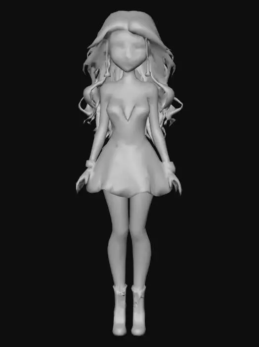 3D model for Evil Barbie in a short pink dress 