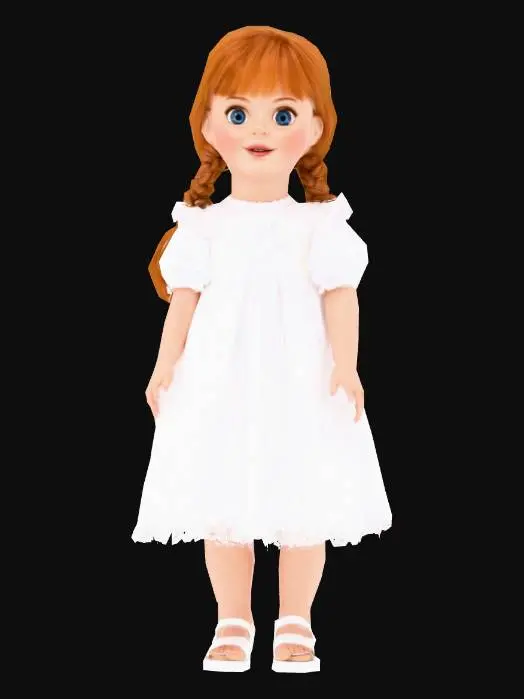 3D model for Annabelle in a white dress cute shoes