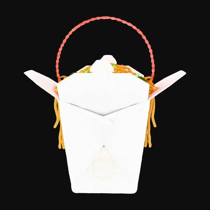 3D model for A white box of chow Mein noodles