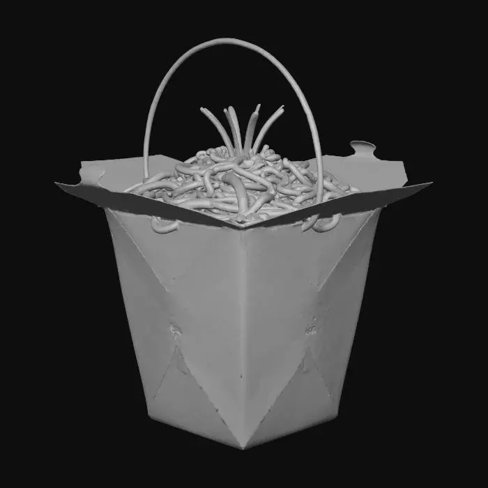 3D model for A white box of chow Mein noodles