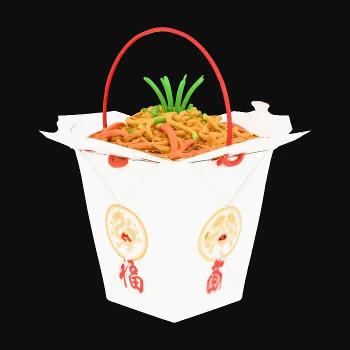 3D model for A white box of chow Mein noodles