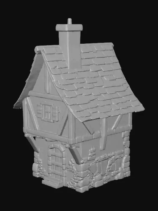 3D model for Please generate a full image of the house, removing any background or foreground objects. The color and style should remain. If possible, a full view of the house should be shown