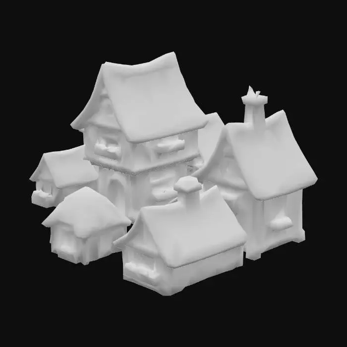 3D model for Please generate images of village buildings similar to those in the provided reference image