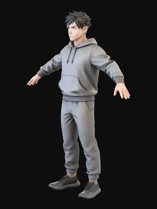 3D model for Character in Gray Tracksuit