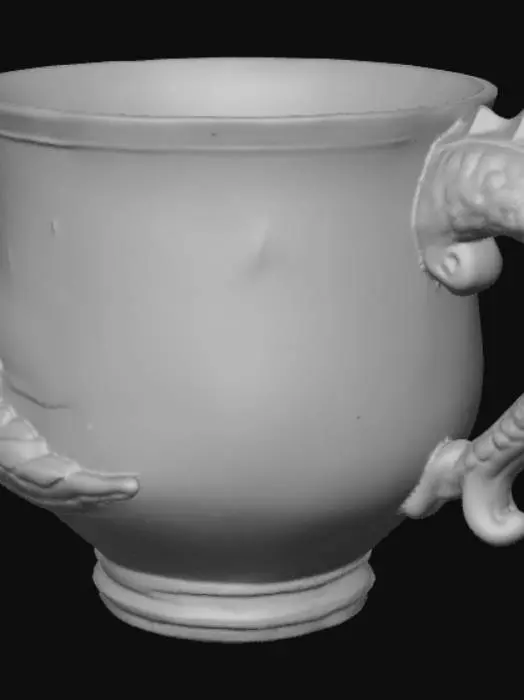 3D model for Große Tasse mit reliefartigen Drachenmotiv, Henkel und geschlossenen Boden und maximal 4 Farben