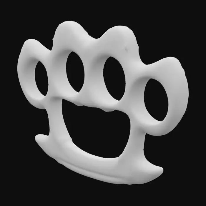 3D model for Tiger fang-inspired brass knuckles with engraved Thai script charms, rough matte metal finish, carved tiger face, sacred aura effect, worn textures, designed for a modern Thai warrior in a GTA V / FiveM game mod, low-poly optimized.