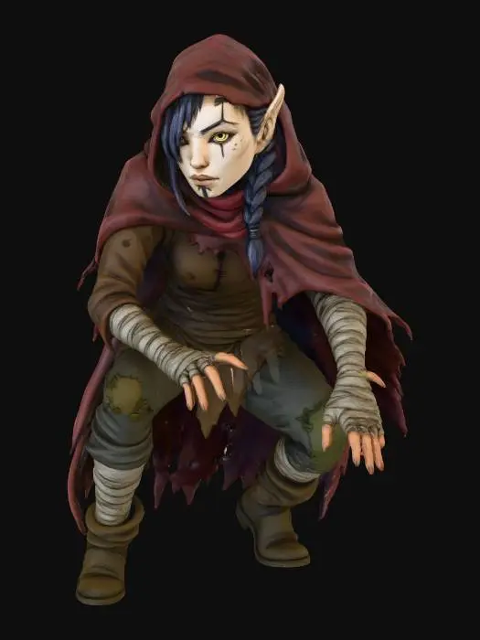 3D model for Vigilant Sentinel half elf girl