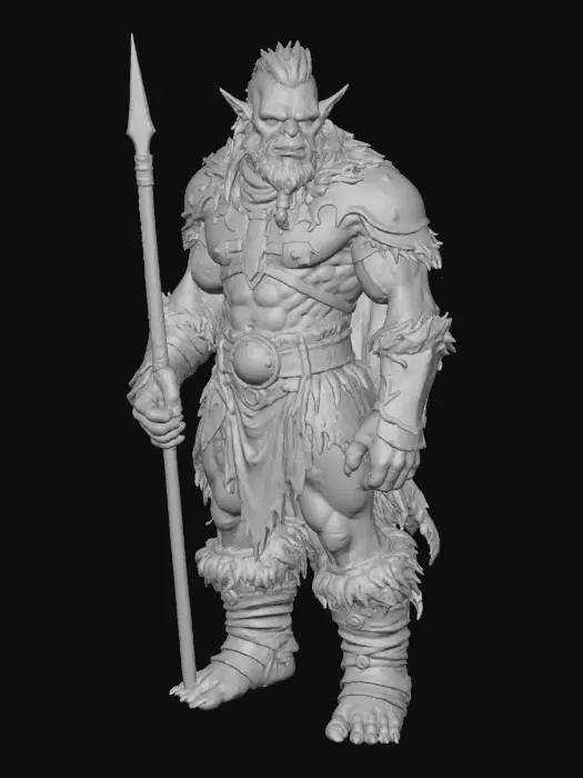 3D model for Orc Warrior Spearholder barbaric tribe