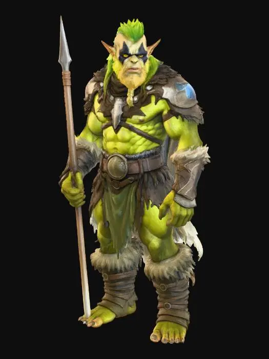3D model for Orc Warrior Spearholder barbaric tribe