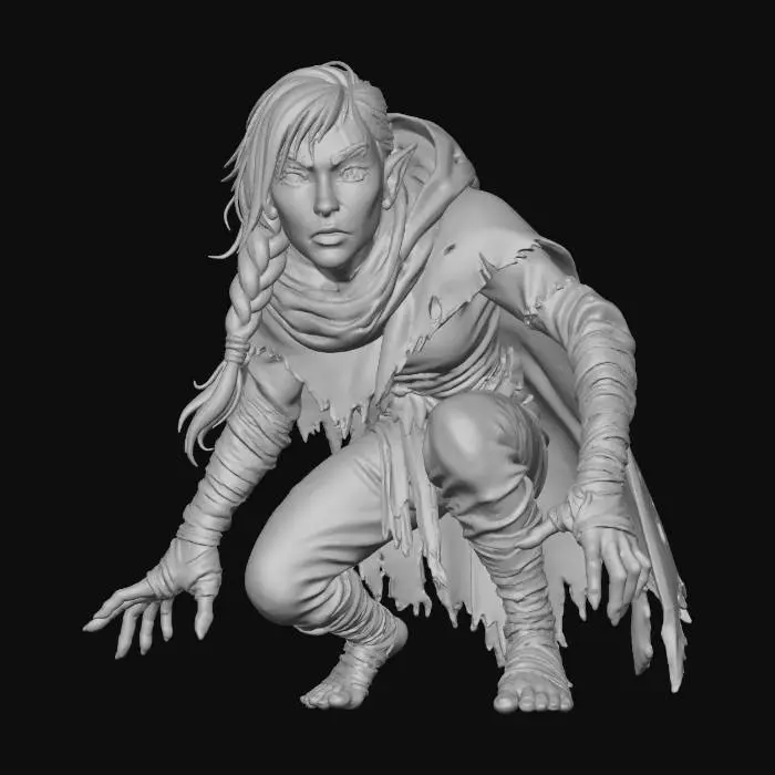 3D model for Stealthy Elf Scout girl