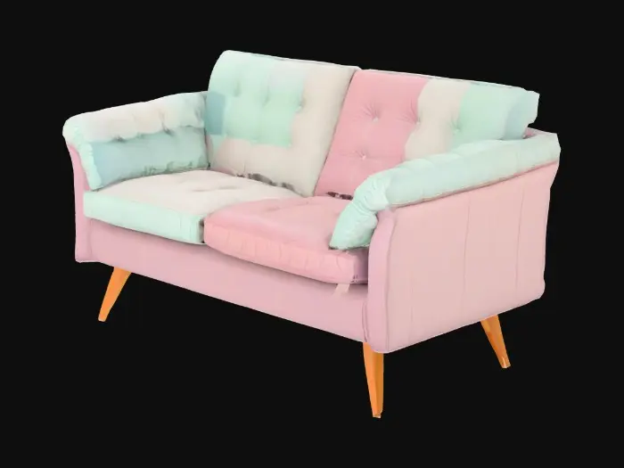3D model for couch 2-seats puffy pastel colors modern 