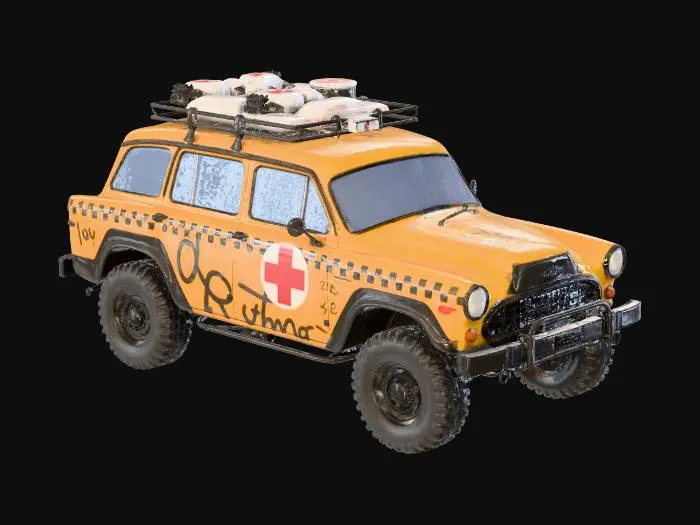 3D model for genera un taxi inglese allestito per un'apocalisse zombie