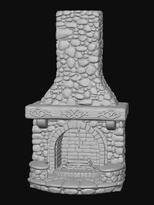 3D model for Rustic Stone Fireplace