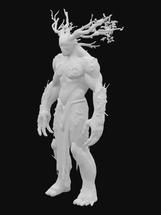 3D model for A treant warrior with long, knife-like, branch arms.