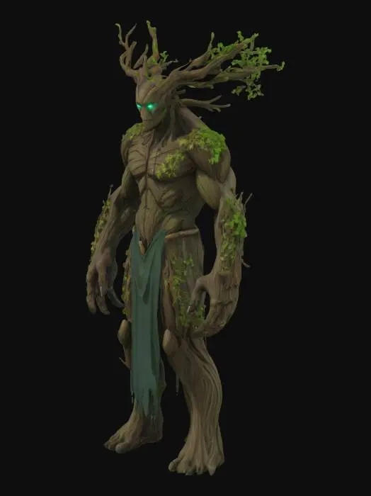 3D model for A treant warrior with long, knife-like, branch arms.