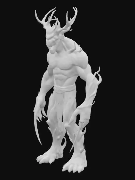 3D model for A treant warrior with long, knife-like, branch arms.