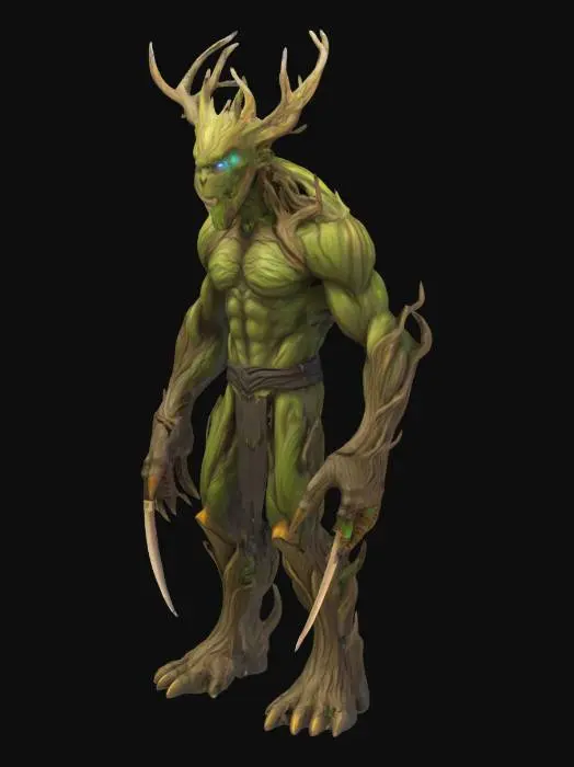 3D model for A treant warrior with long, knife-like, branch arms.