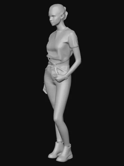 3D model for Triptych of a Cropped Tee and High-Waisted Jeans