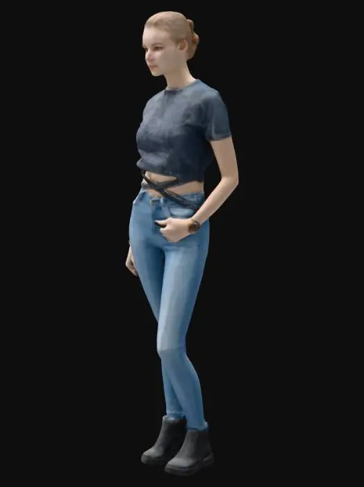 3D model for Triptych of a Cropped Tee and High-Waisted Jeans