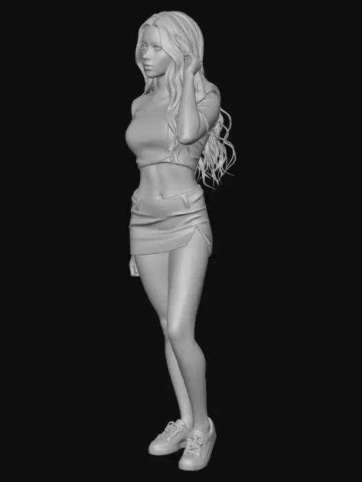 3D model for Girl in plaid skirt