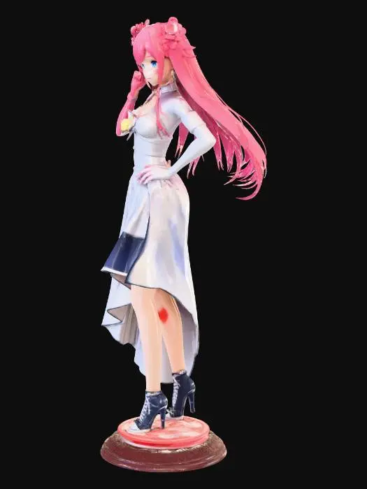 3D model for personaggio anime femminile con seno scoperto enorme. con base come statuetta da stampare 3d
