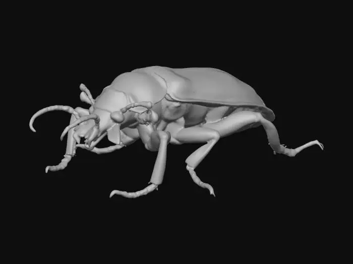 3D model for low-poly game model of a nasty dead beetle in the style of the game “little nightmares”