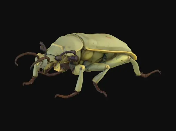 3D model for low-poly game model of a nasty dead beetle in the style of the game “little nightmares”