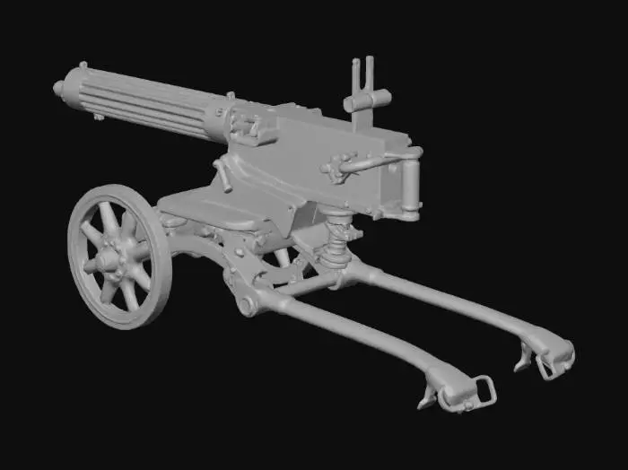 3D model for Maxim Gun on Wheels